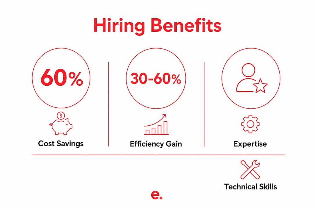 Why Hire Indian Digital Marketers: A 2026 Guide 2 Infographic showing key hiring benefits and statistics