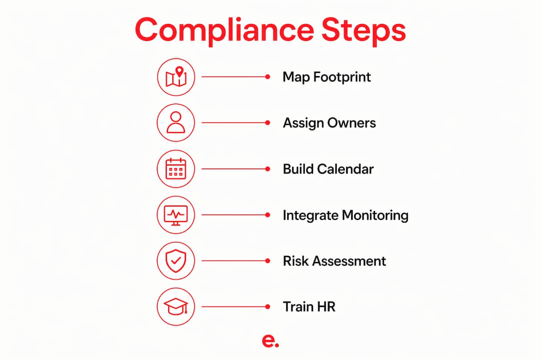 Infographic illustrating steps for India employment compliance