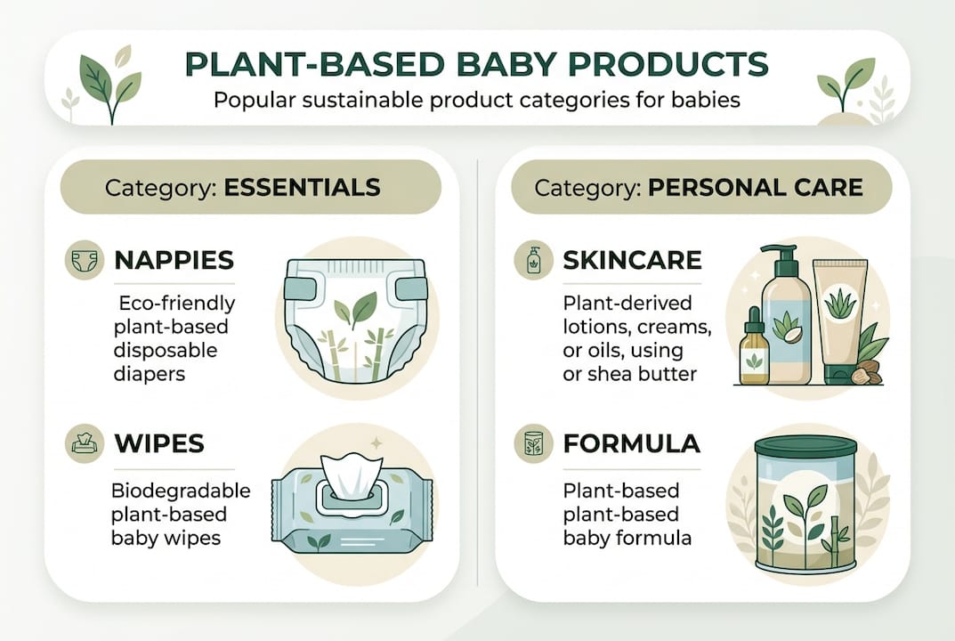 Infographic categories of plant-based baby products