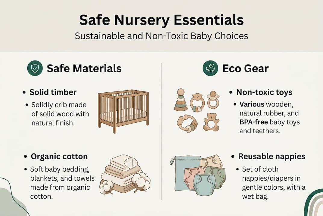Infographic shows safe sustainable nursery essentials