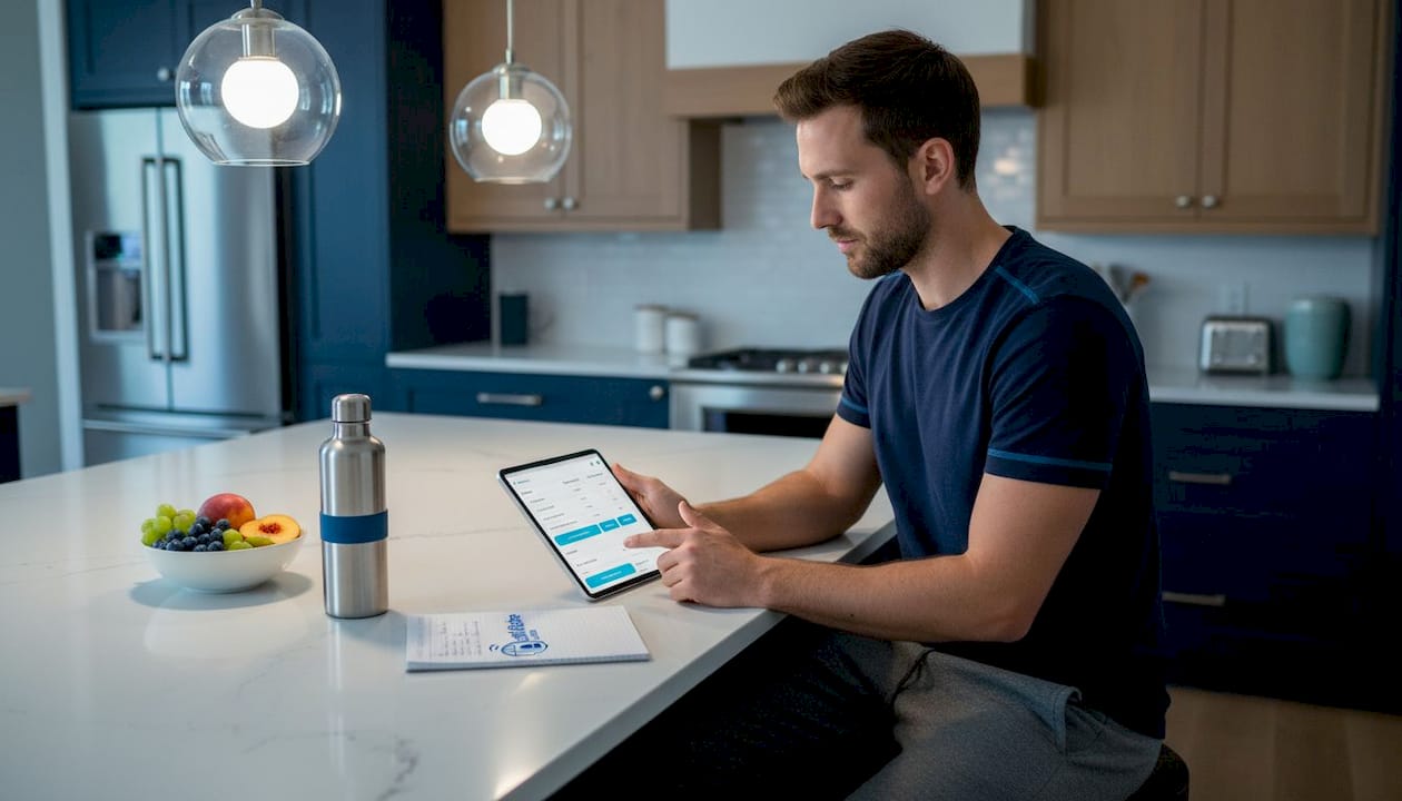 Person comparing eSIM providers at home