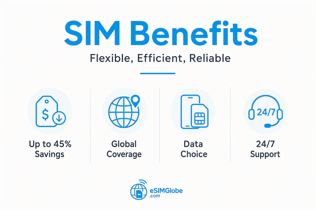 Infographic comparing SIM benefits and cost efficiency