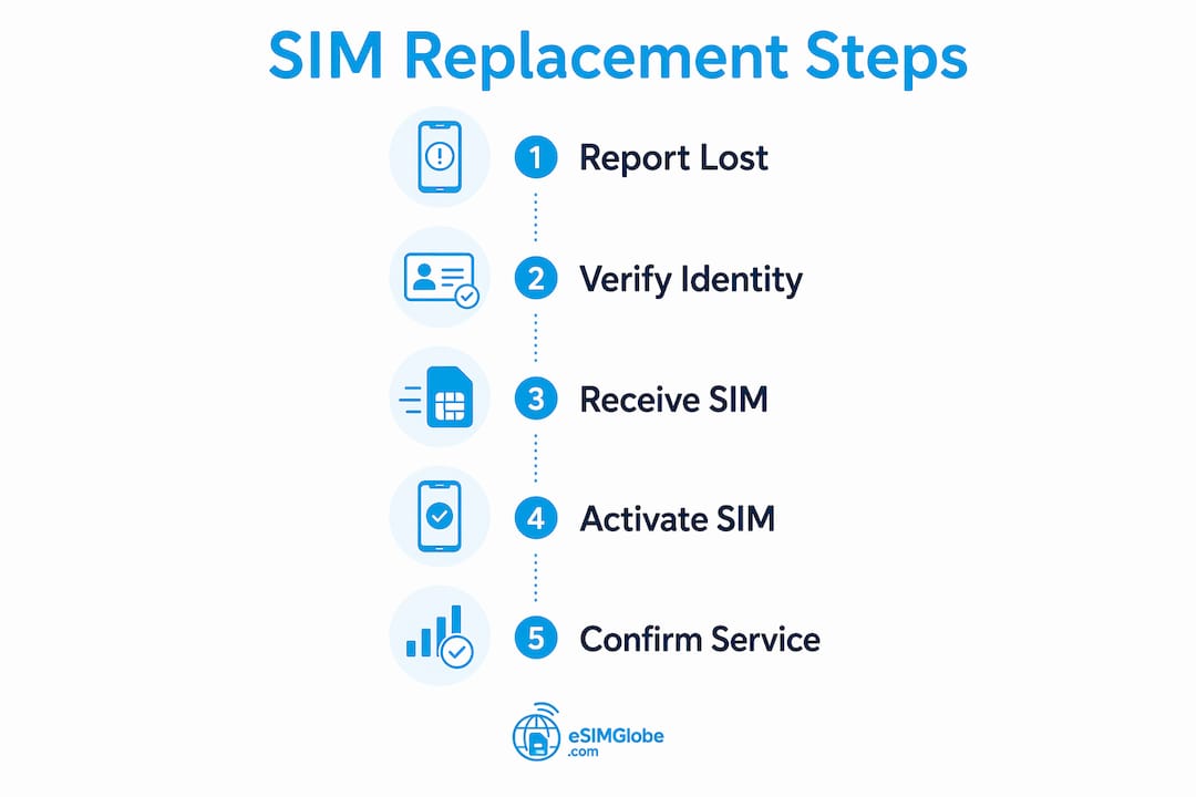 Infographic outlining travel SIM replacement steps