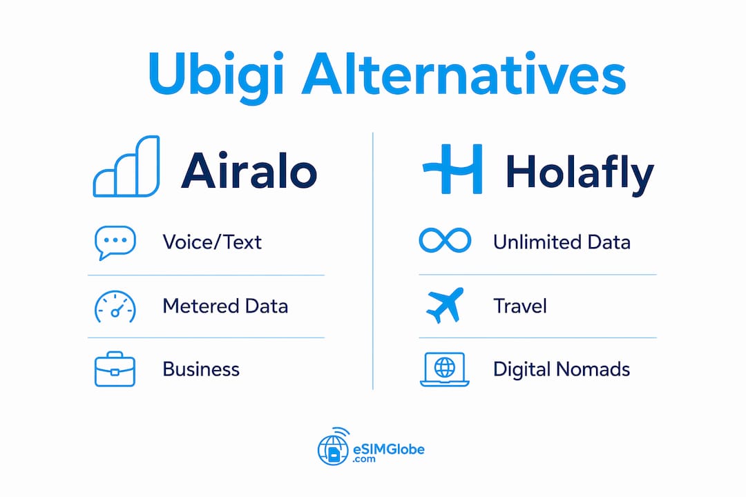 Infographic comparing top eSIM providers