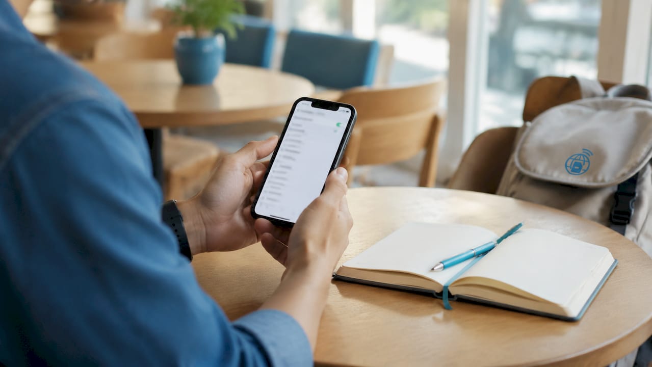 Hands checking eSIM compatibility on smartphone settings