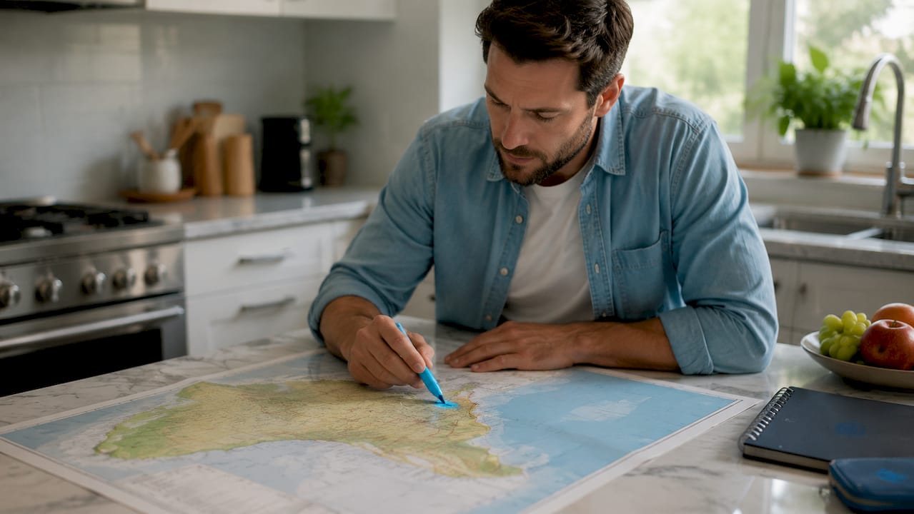 Man examining Brazil mobile network coverage map