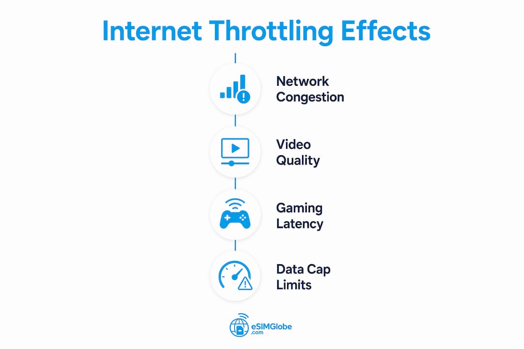 Infographic illustrating main effects of internet throttling