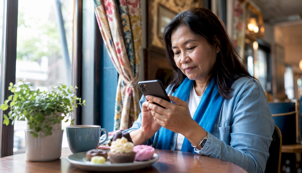 Woman configuring eSIM on Android phone