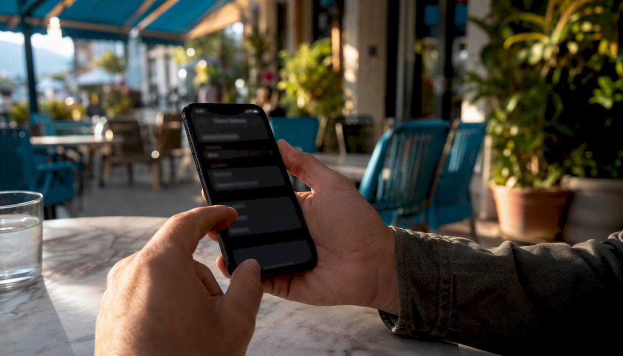 Nærbillede af skærmen med mobilindstillinger på en smartphone