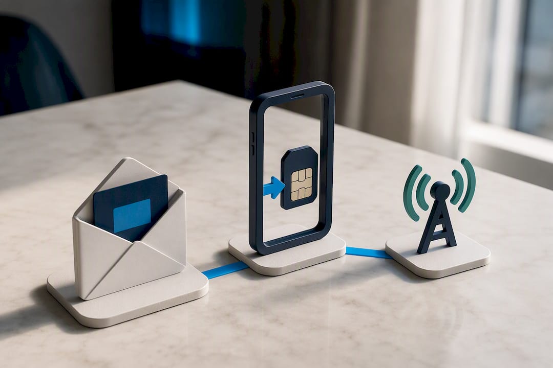 Illustrated eSIM installation activation steps