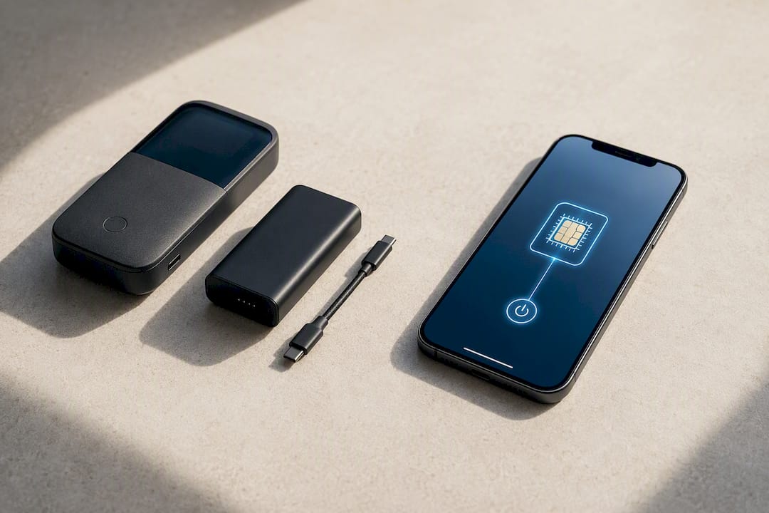 Illustration comparing hotspot and eSIM power needs