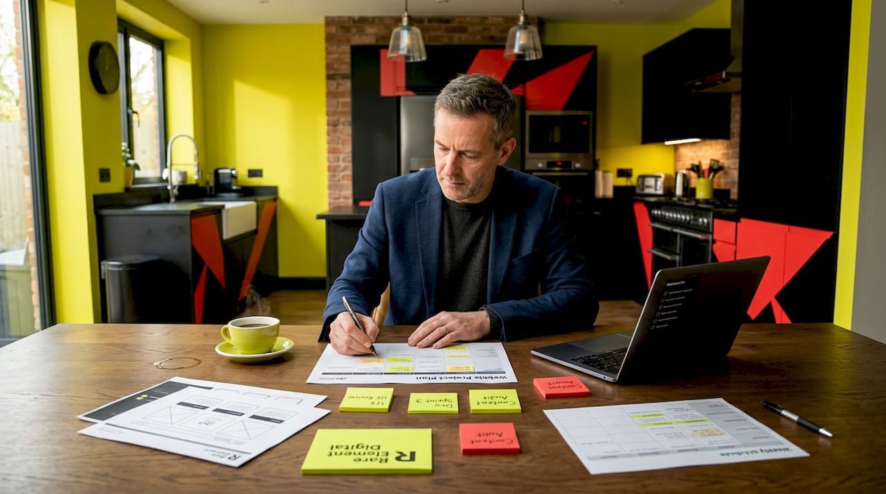 Business owner planning website project