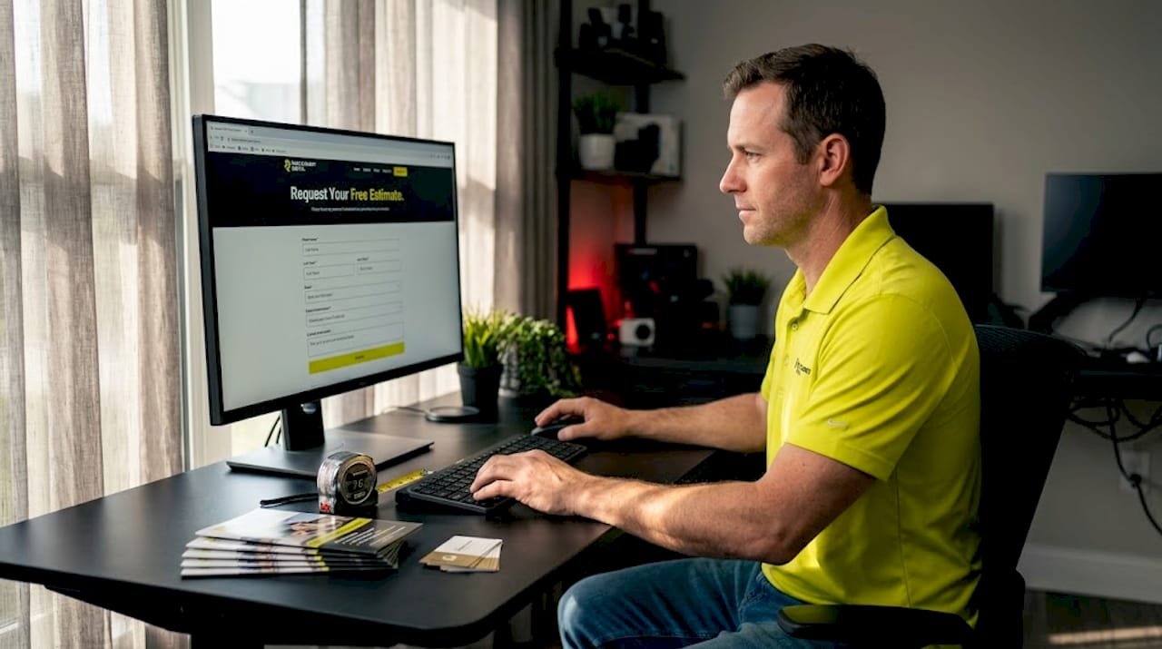 Contractor enters lead info on desktop form