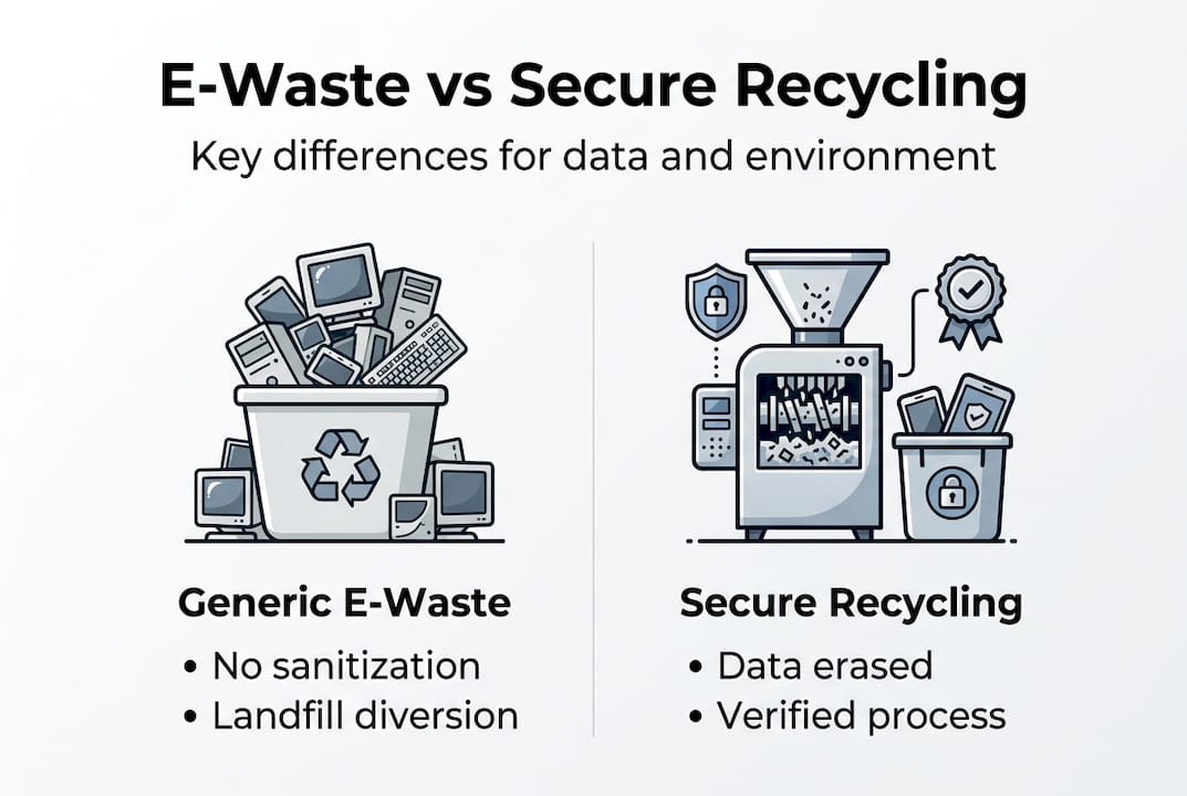 Infographic comparing e-waste to secure recycling