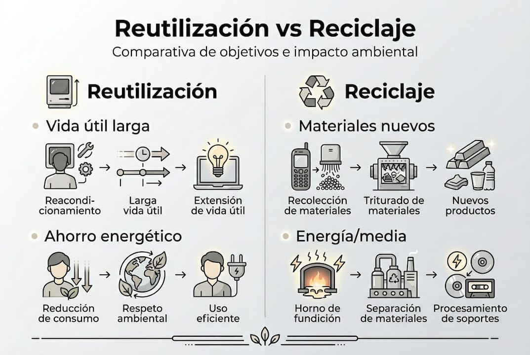 Infografía: ¿En qué se diferencian la reutilización y el reciclaje?