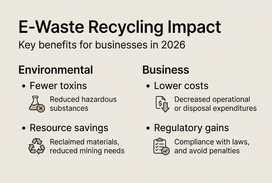 Infographic summarizing e-waste recycling business benefits
