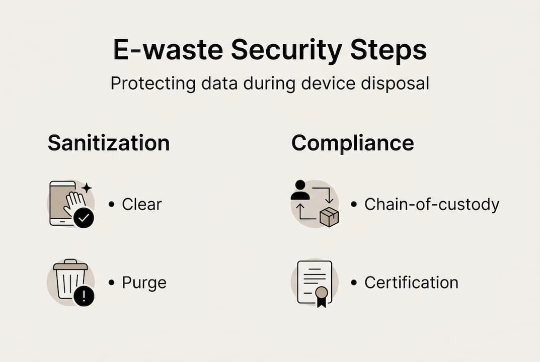 Infographic outlining e-waste data security steps