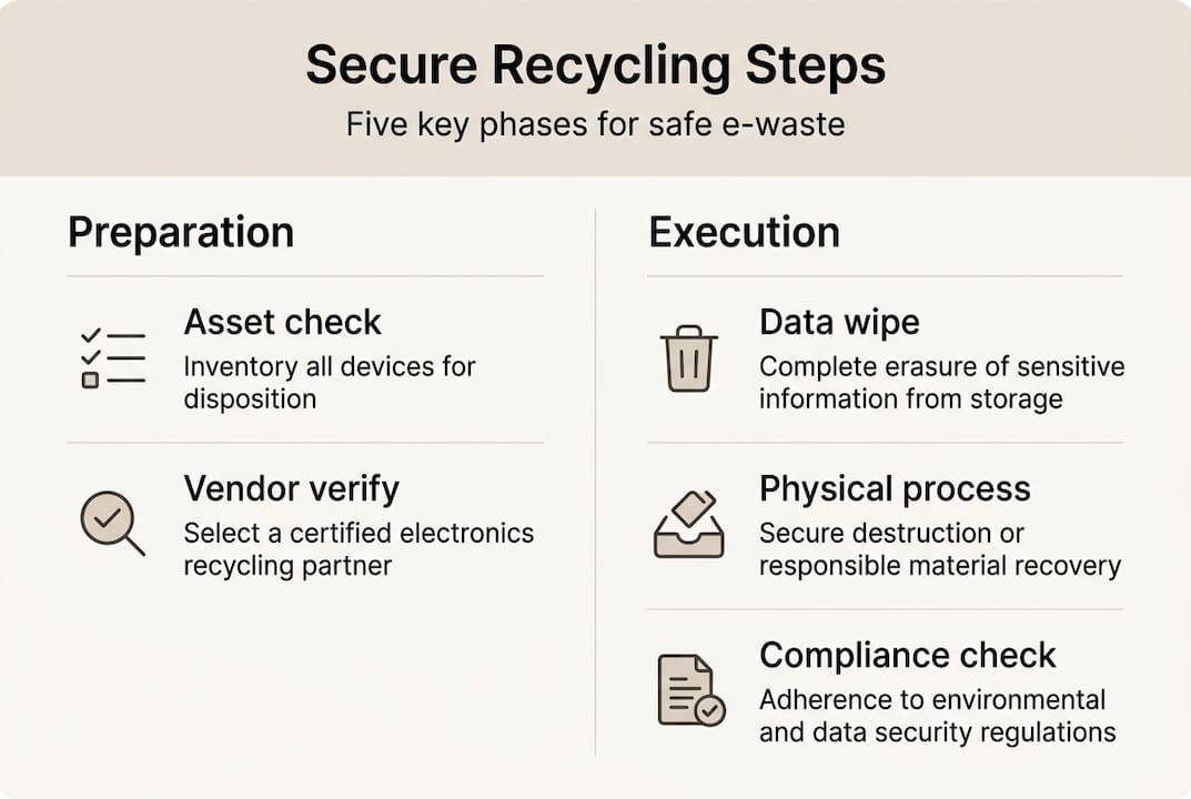 Infographic showing secure recycling process steps
