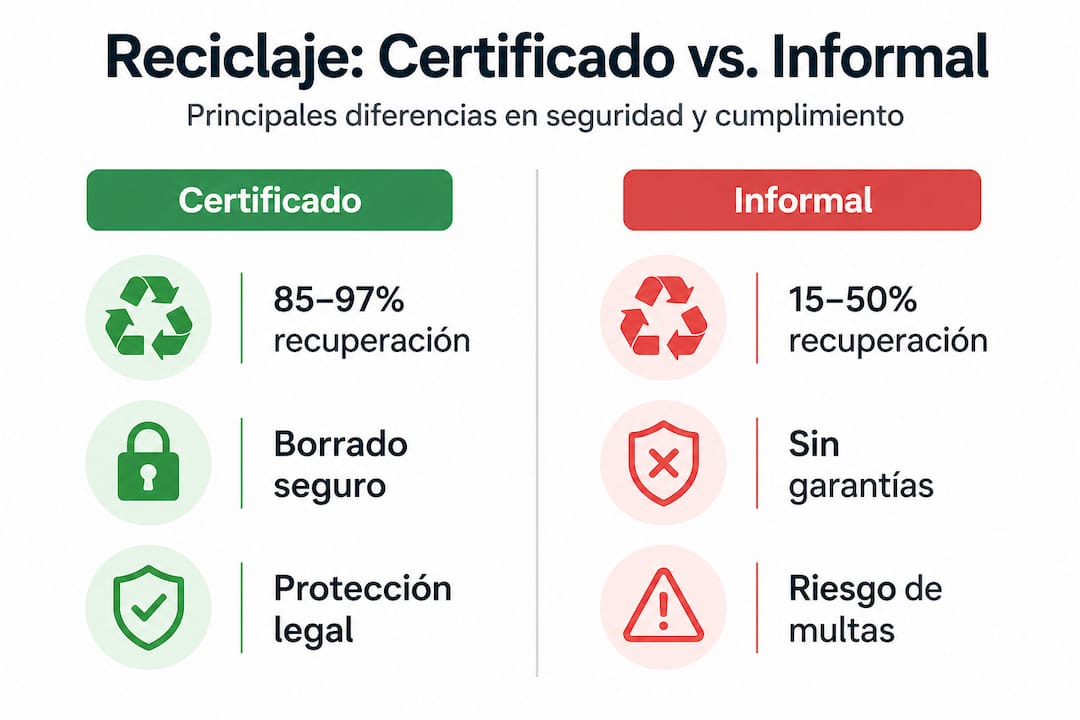 Infografía comparativa: reciclaje formal vs. reciclaje informal
