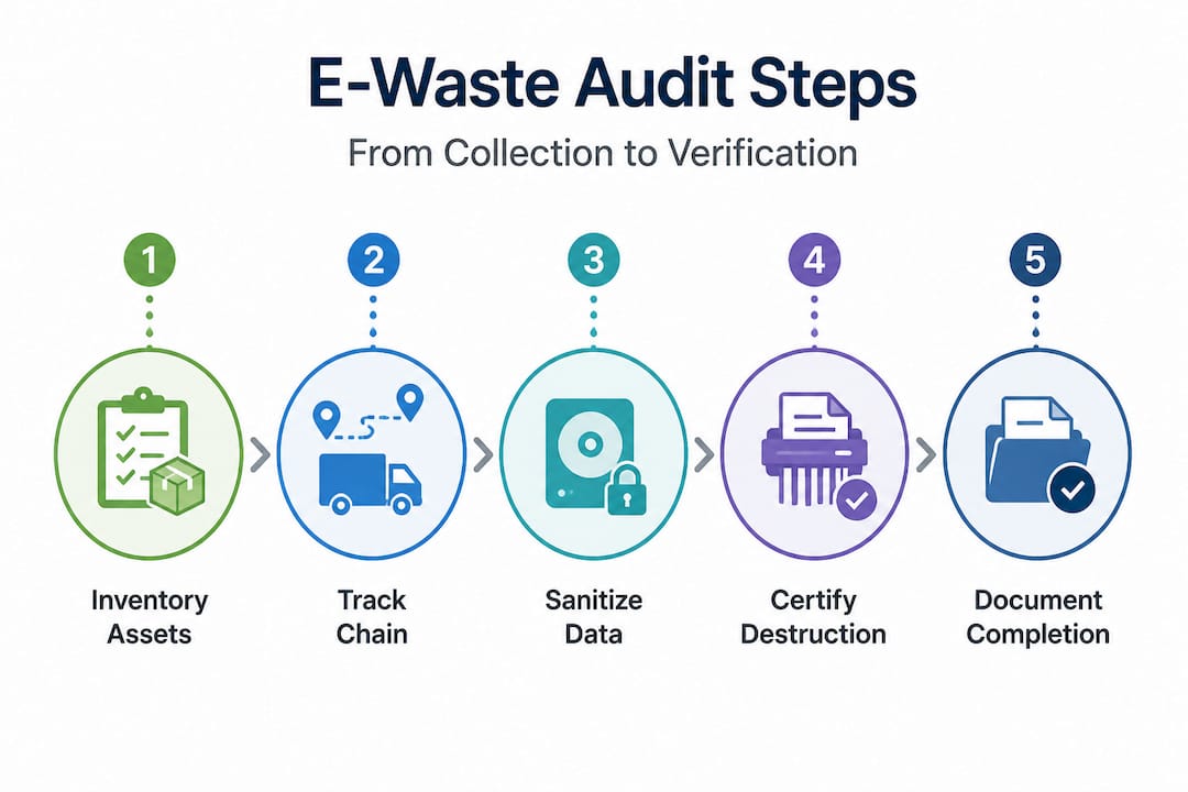 Infographic showing five e-waste audit steps