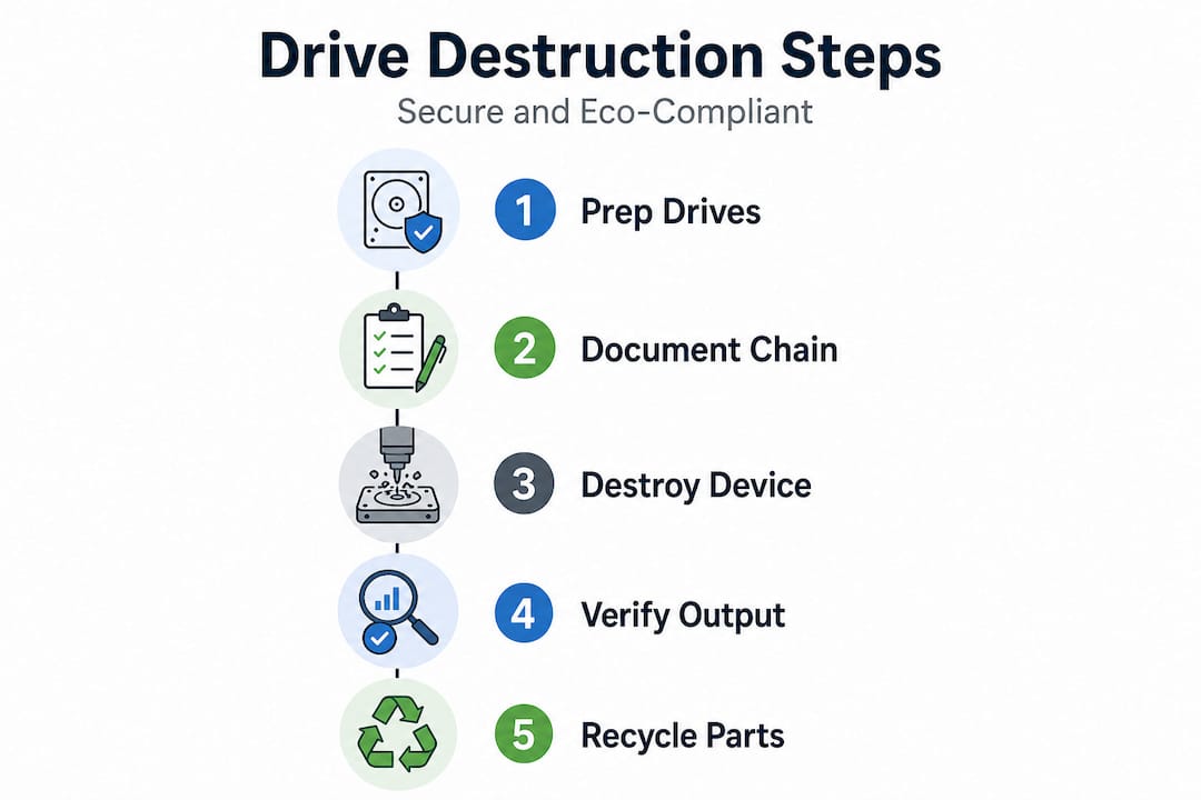 Infographic showing drive destruction process steps
