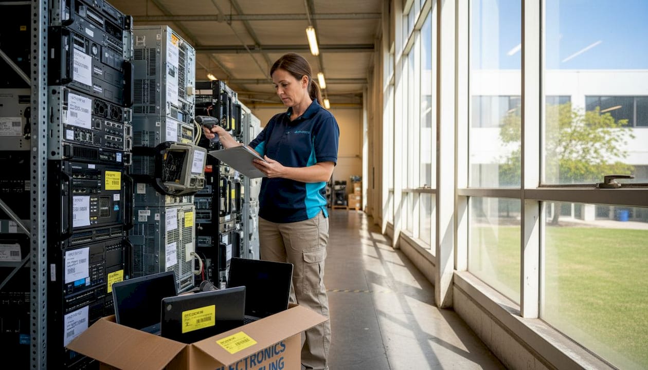 Manager documenting electronics chain-of-custody process