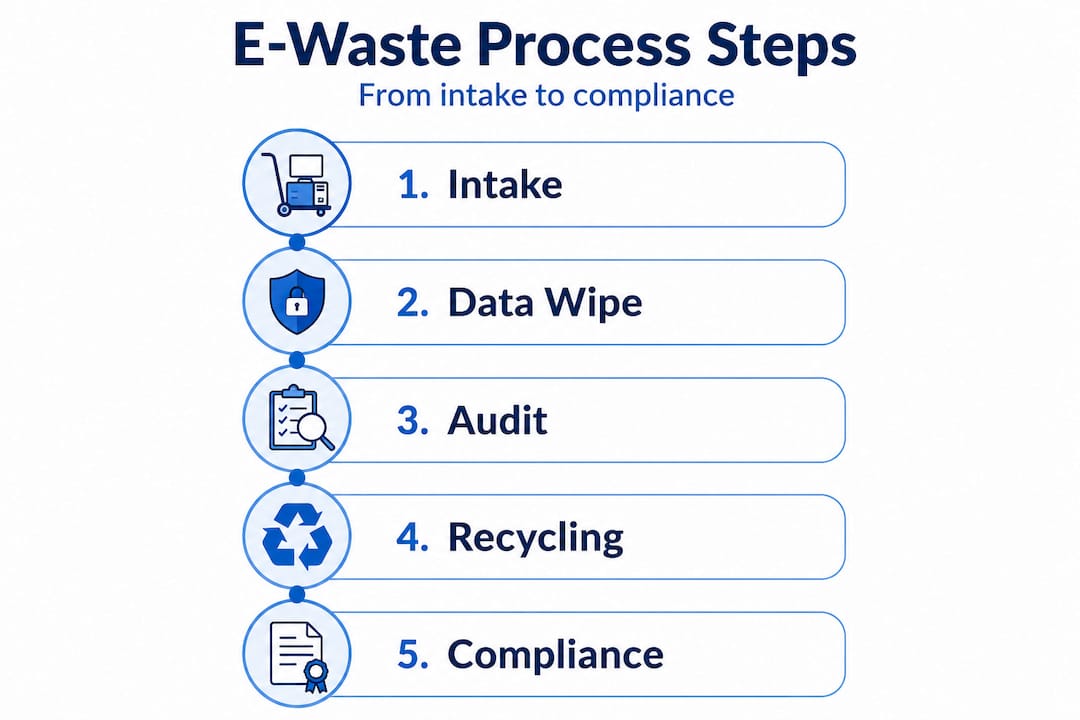 Infographic of secure e-waste process steps