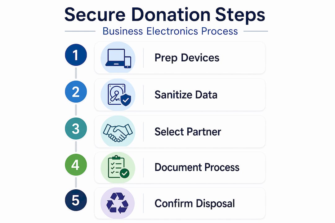 Infographic showing secure electronics donation steps