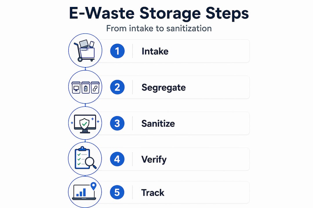 Infographic outlining secure e-waste workflow steps