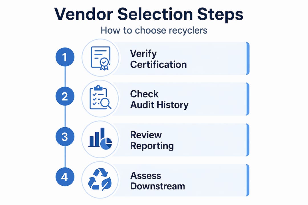 Infographic showing steps for e-waste vendor selection