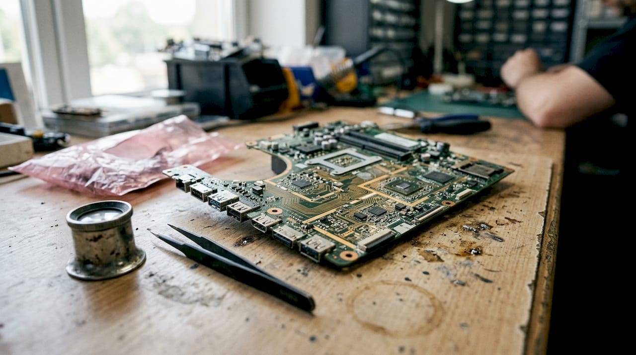Placa base lista para iniciar el proceso de recuperación de metales