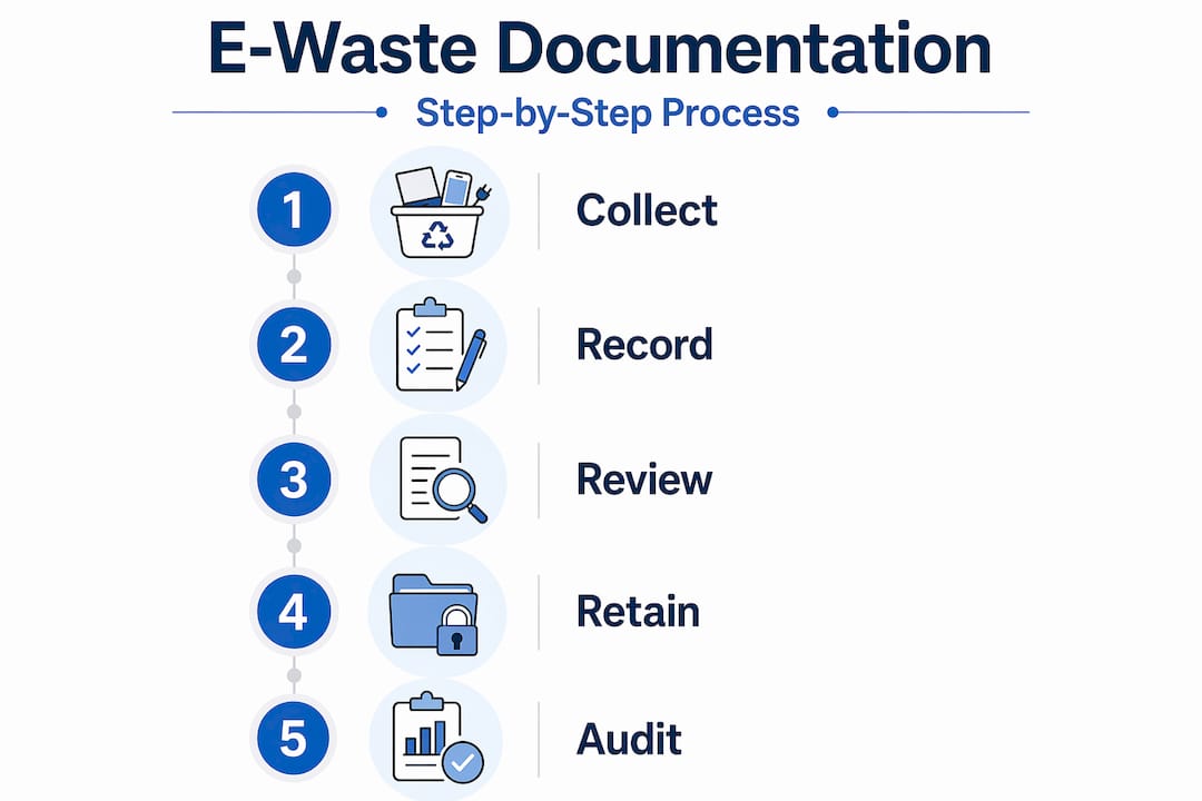 Infographic showing e-waste documentation process steps