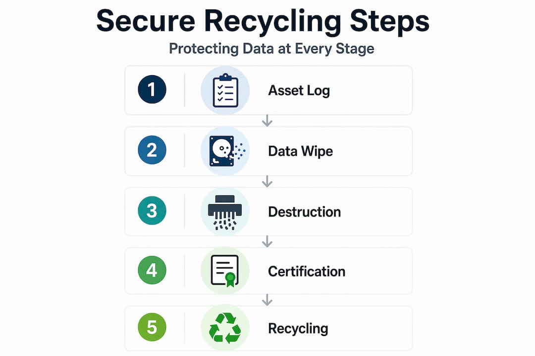 Infographic secure device recycling steps