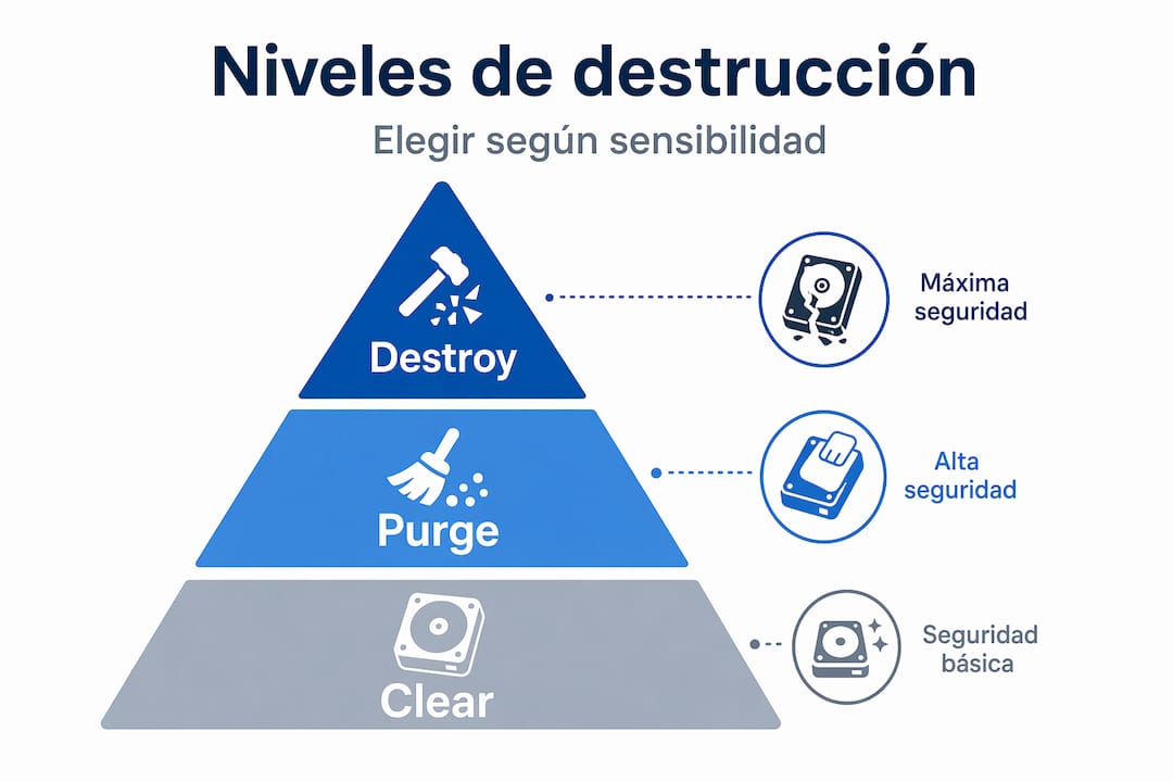 Gráfico piramidal que muestra los distintos grados de daño en dispositivos electrónicos