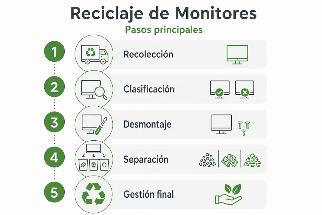 Infografía: pasos fundamentales para reciclar monitores