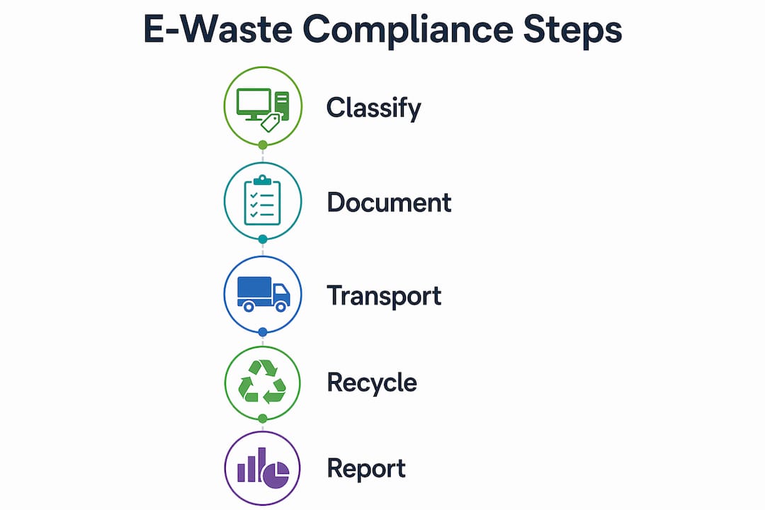 Infographic outlining e-waste compliance process steps