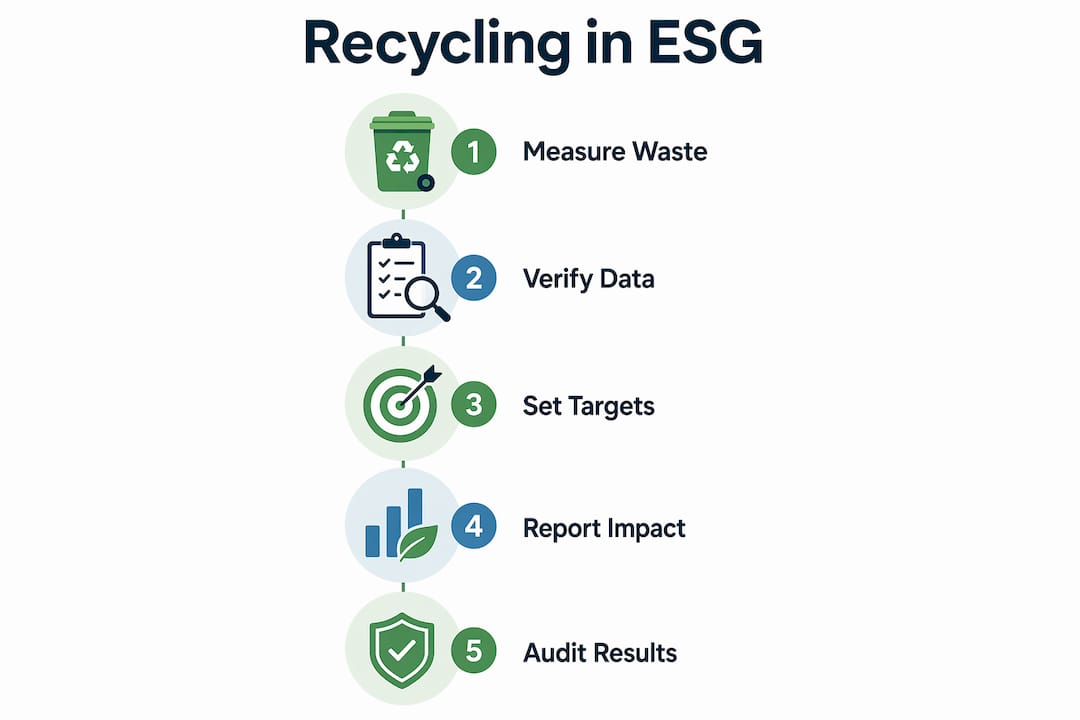 Infographic illustrating recycling process steps in ESG