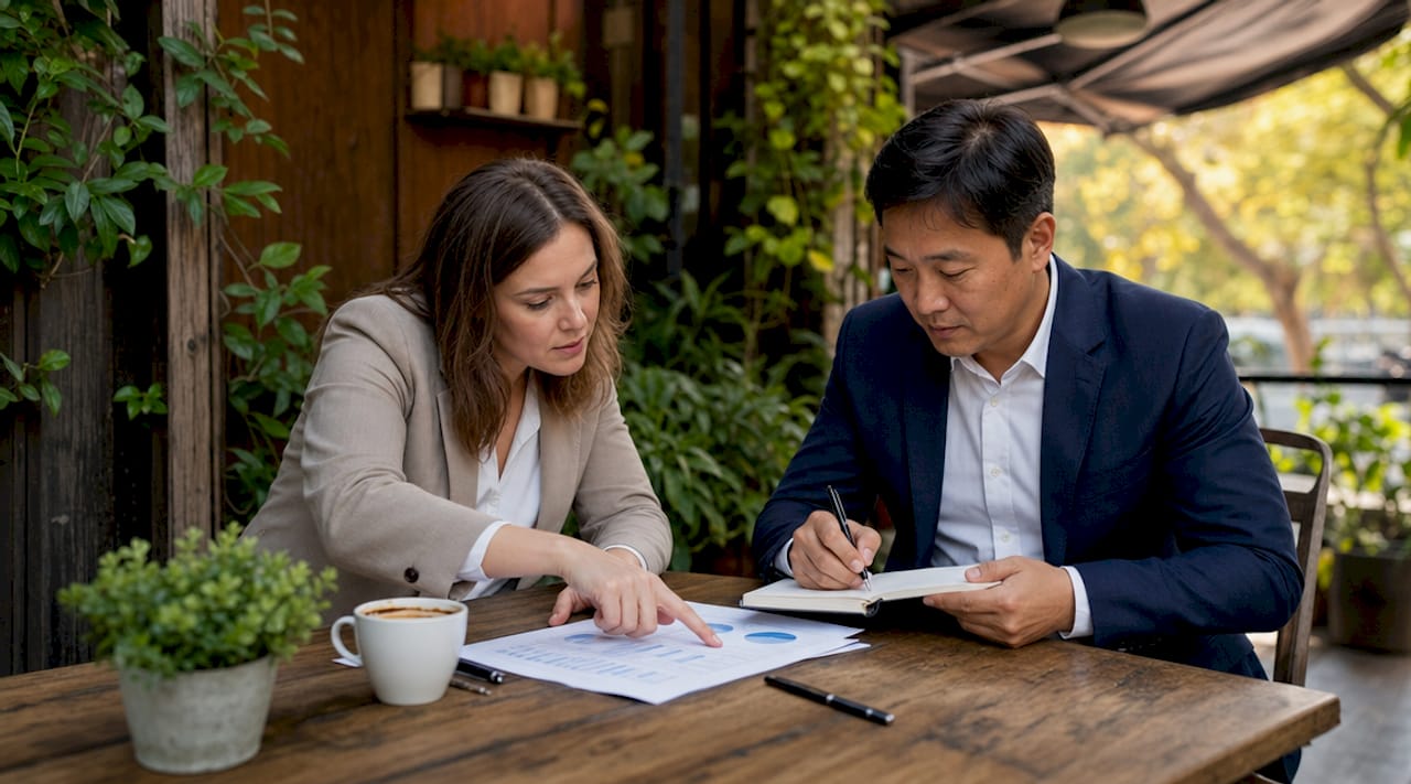 Two professionals reviewing data destruction compliance