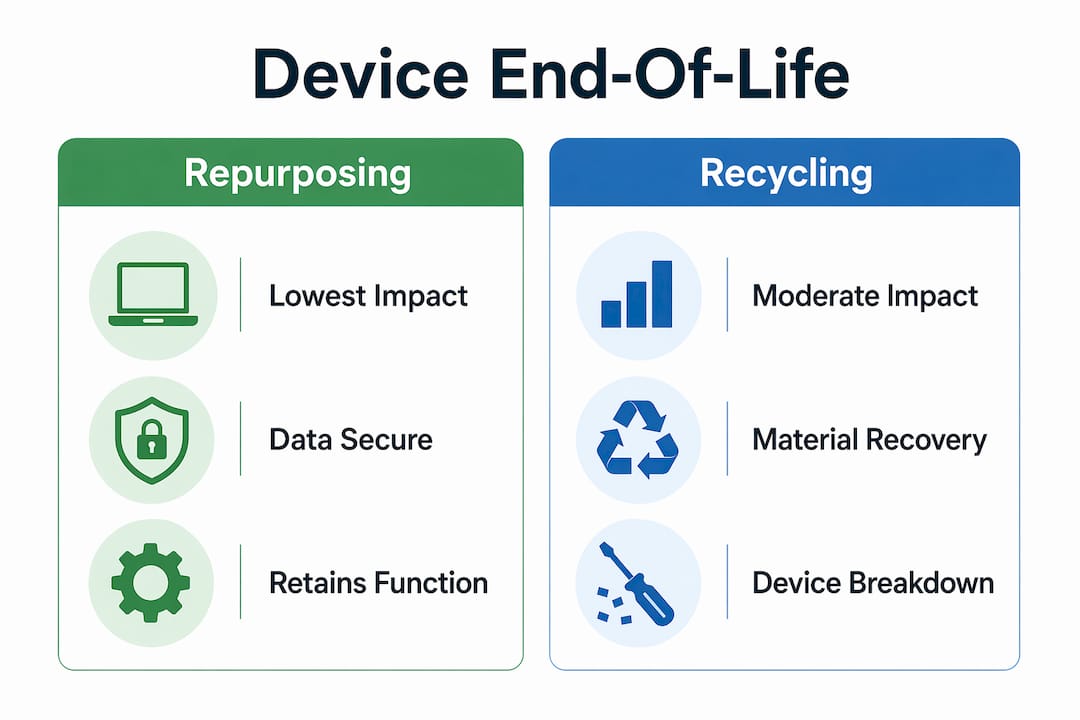 Infographic comparing repurposing and recycling methods
