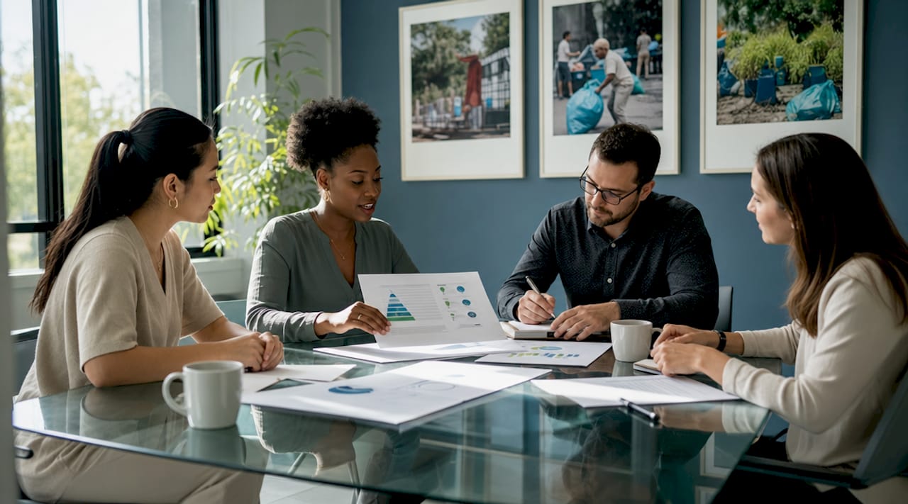 Equipo colaborando en el diseño de un sistema de incentivos