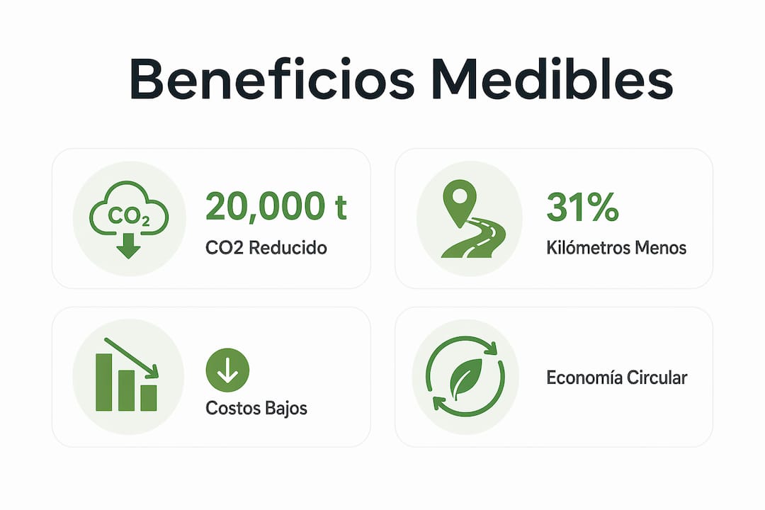 Infografía que destaca los beneficios ambientales y operativos que se pueden medir
