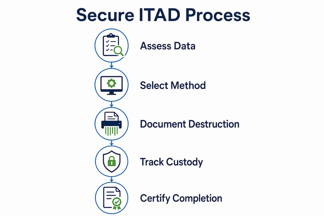 Infographic outlining IT asset disposal process steps