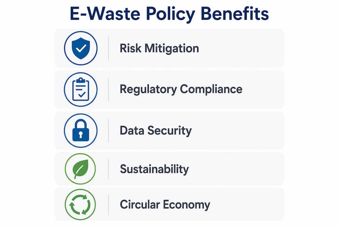 Infographic illustrating key benefits of e-waste policies