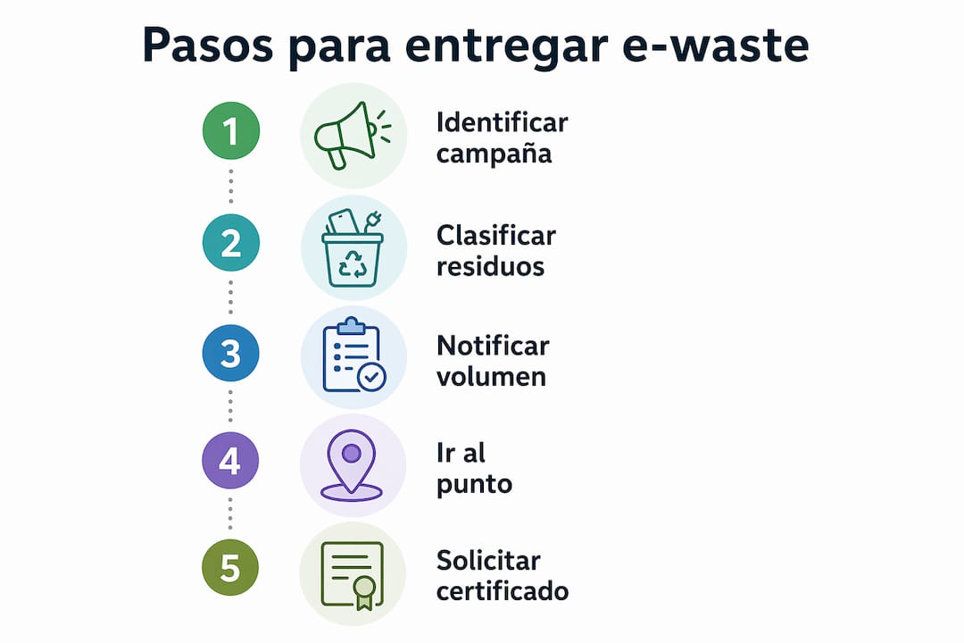 Guía visual sobre cómo entregar correctamente tus aparatos electrónicos en puntos de reciclaje