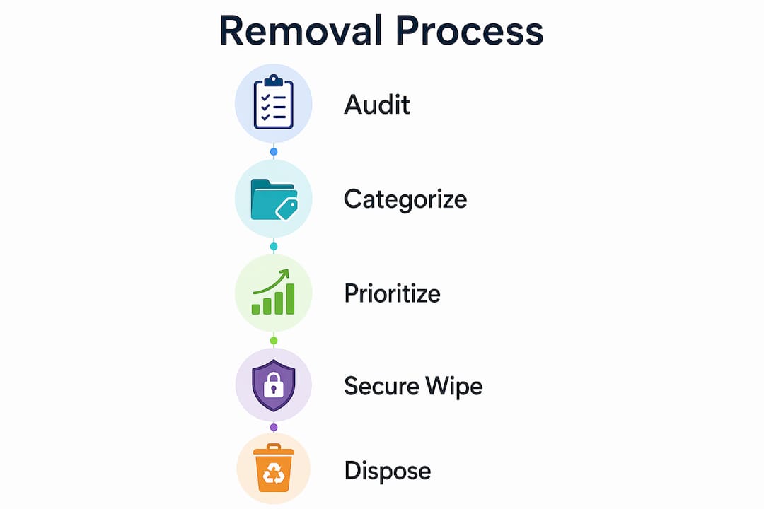 Infographic showing step-by-step electronic inventory removal process