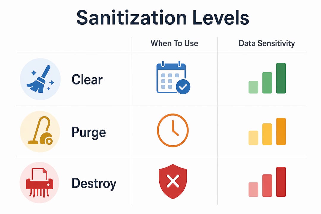 Infographic depicting sanitization levels meeting HIPAA standards