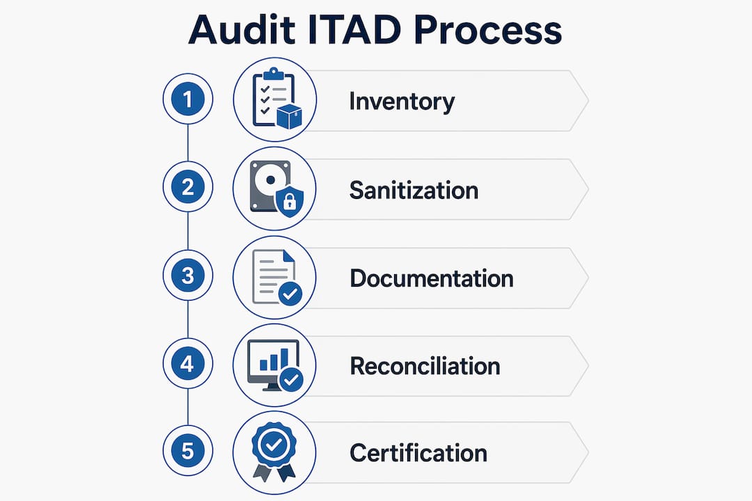 Infographic illustrating audit IT asset disposal steps