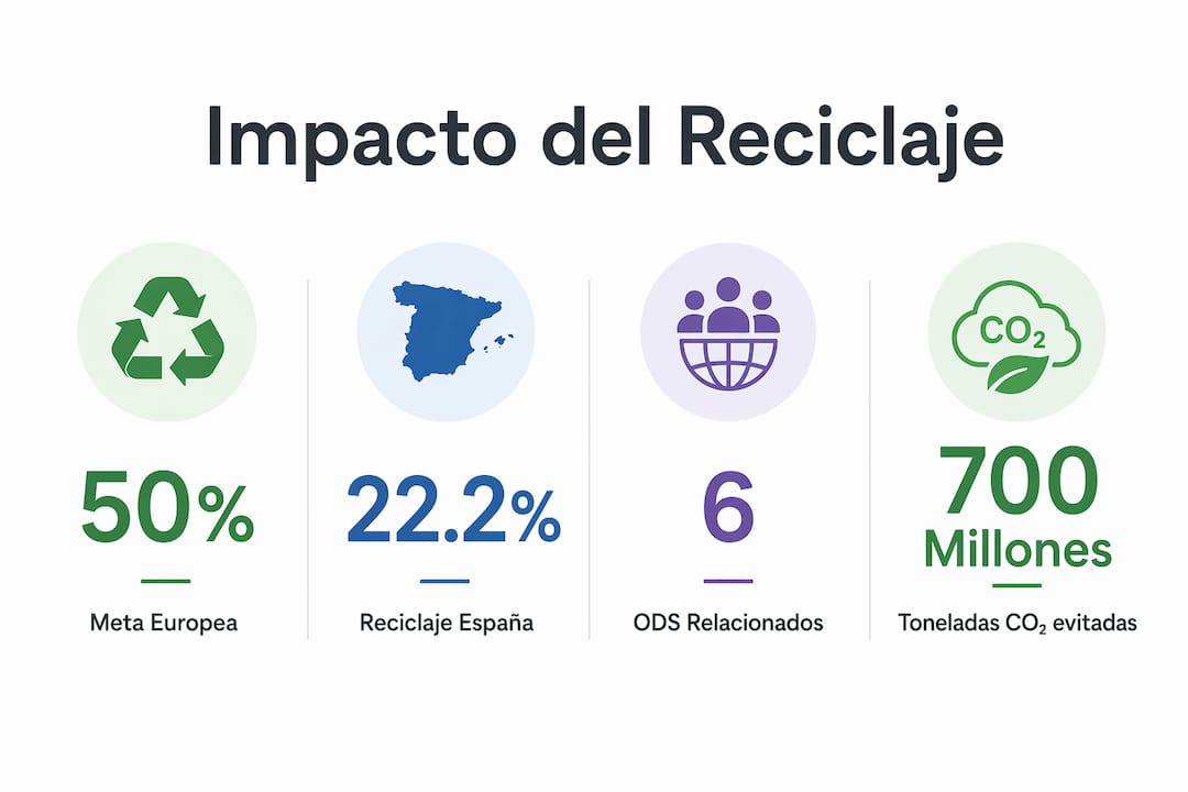 Infografía con datos esenciales sobre reciclaje y los objetivos de la Agenda 2030