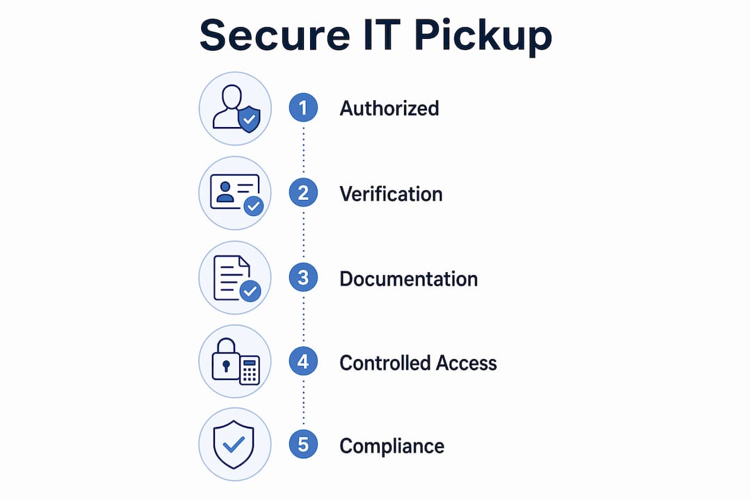 Infographic illustrating secure IT pickup process steps