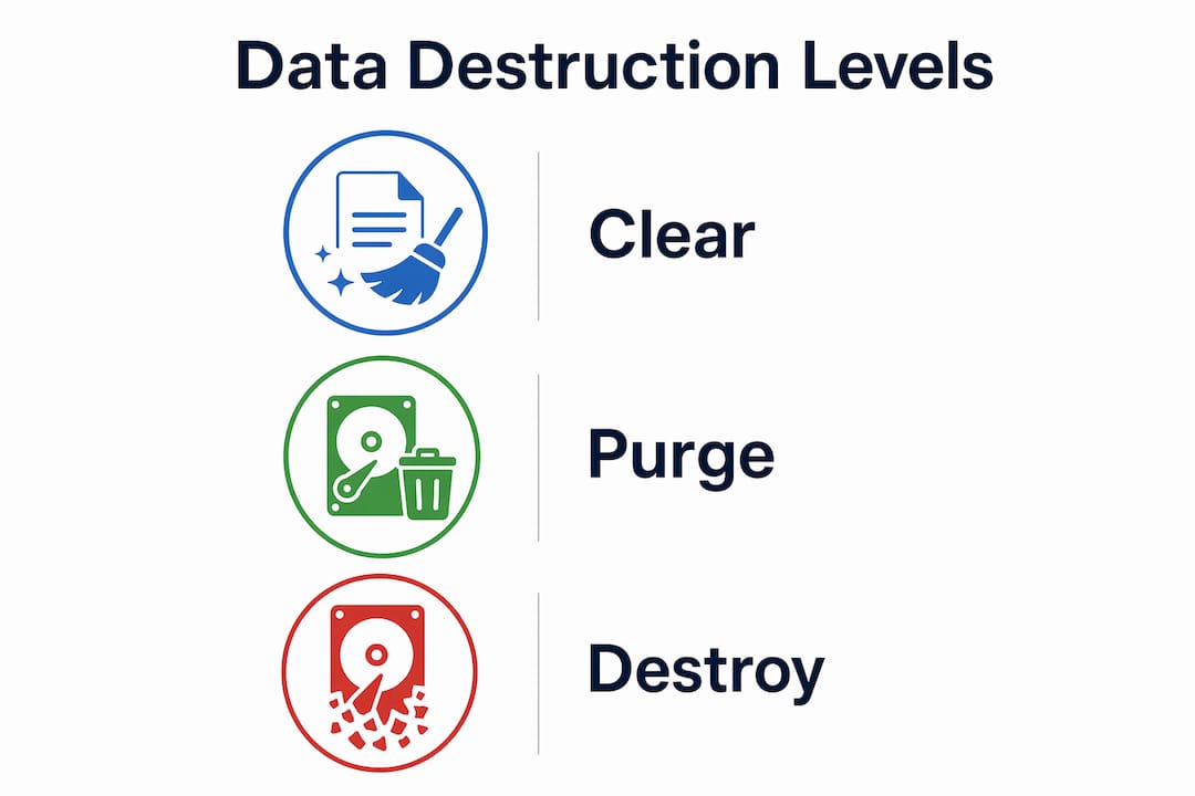 Infographic showing data destruction levels and methods